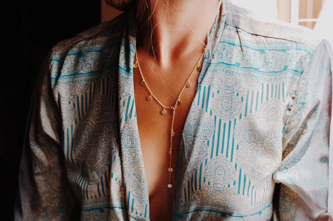 Greek Goddess Lariat in Gold - Christiana Layman Designs